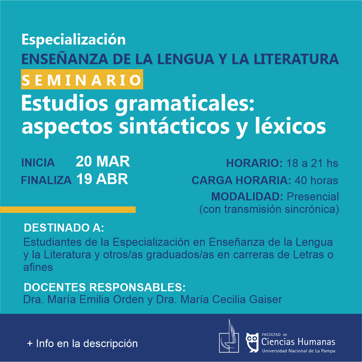 Estudios gramaticales: aspectos sintácticos y léxicos - Especialización en Enseñanza de la Lengua y la Literatura - SUSPENDIDO